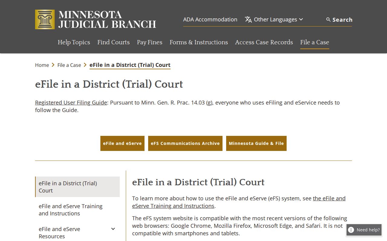 Redwood County case lookup eFile and eServe information