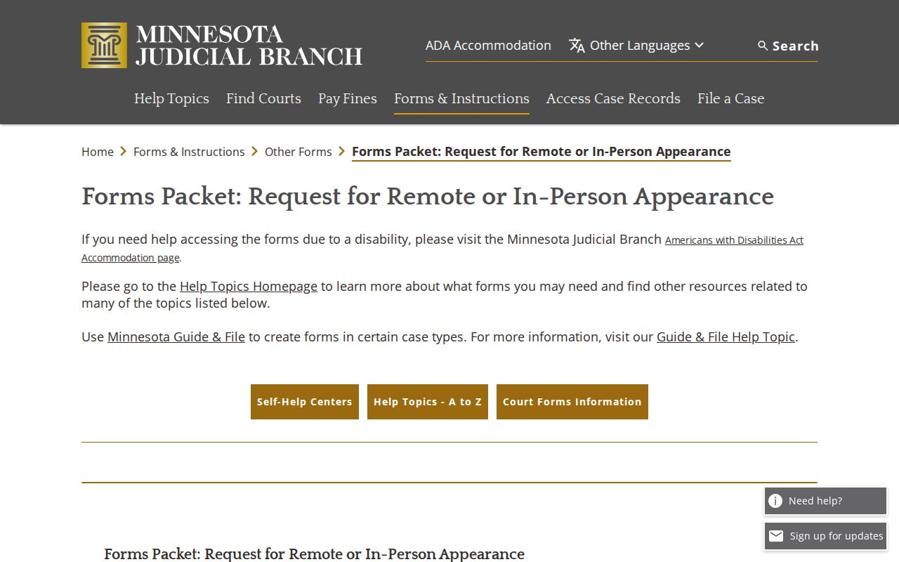 Redwood County court date remote appearance request guidance