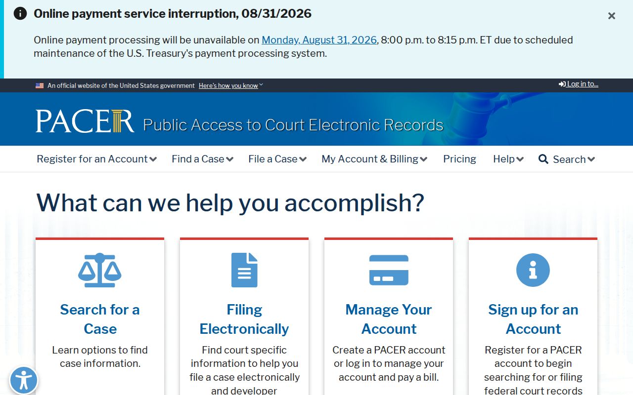 Lamberton court docket PACER federal search source