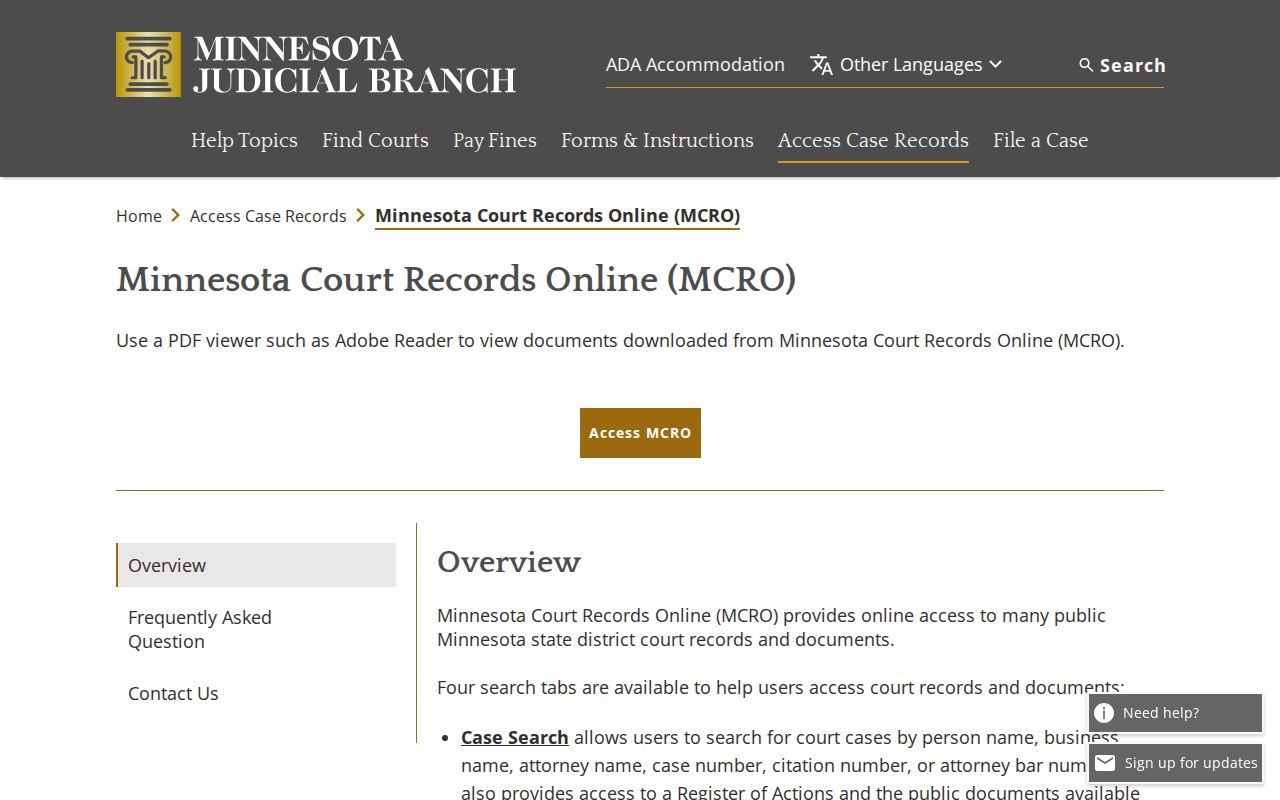 Redwood County court docket MCRO search guidance