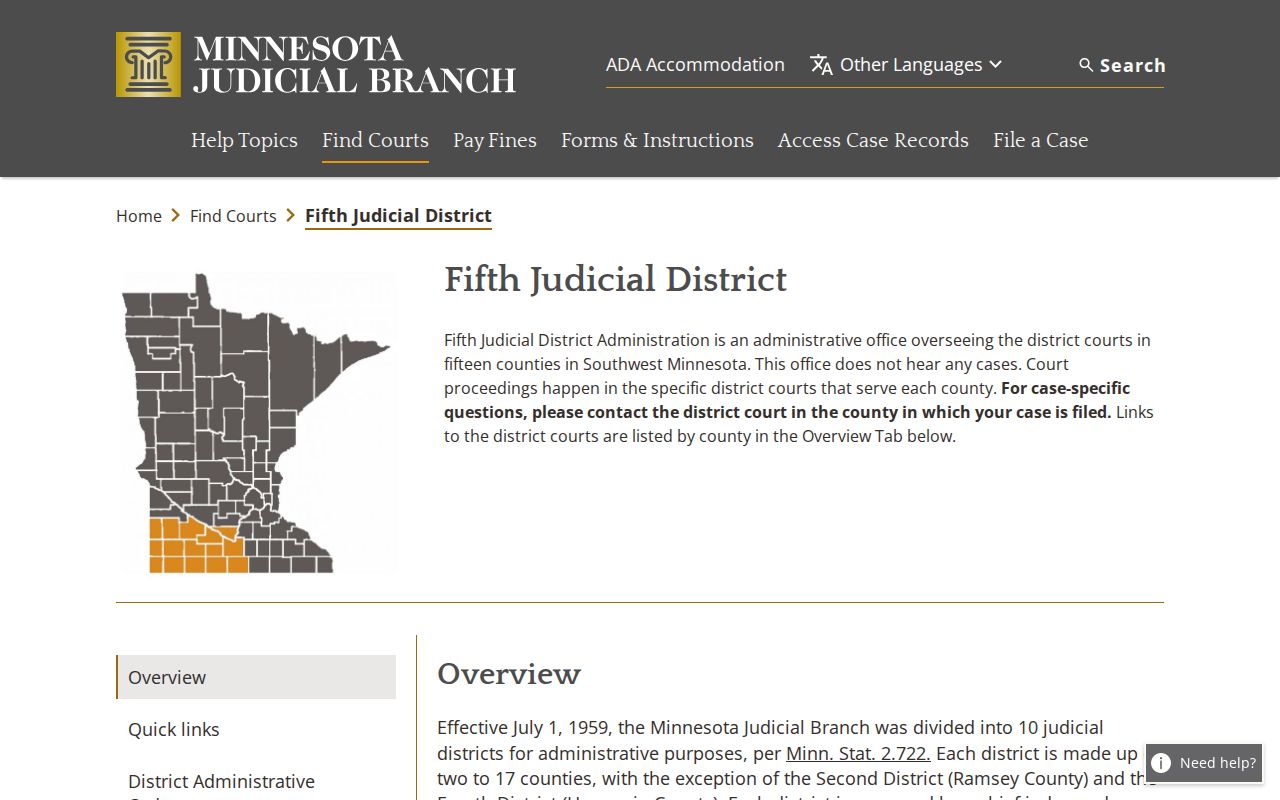 Redwood County court docket Fifth Judicial District information