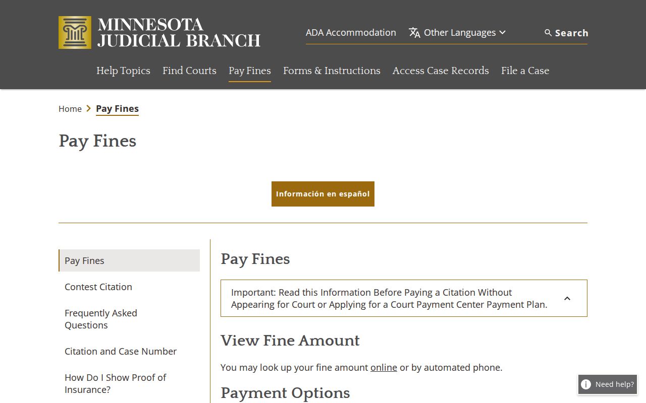 Redwood County traffic ticket official payment guidance